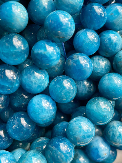 AAA Natural apatite stone bead. 6mm 8mm 10mm 12mm smooth round bead . Beautiful natural blue color gemstone Great quality apattite bead 15.5”