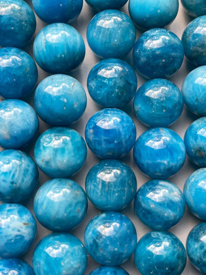 AAA Natural apatite stone bead. 6mm 8mm 10mm 12mm smooth round bead . Beautiful natural blue color gemstone Great quality apattite bead 15.5”