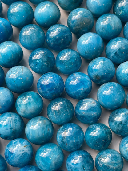 AAA Natural apatite stone bead. 6mm 8mm 10mm 12mm smooth round bead . Beautiful natural blue color gemstone Great quality apattite bead 15.5”