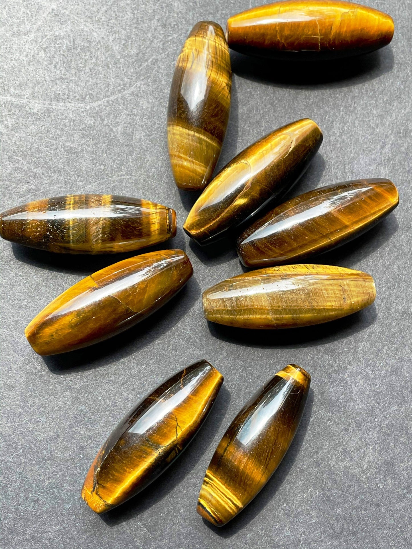 Beautiful natural tiger eye stone bead. 14x40mm barrel shape bead. Gorgeous natural golden yellow color tiger eye gemstone bead.