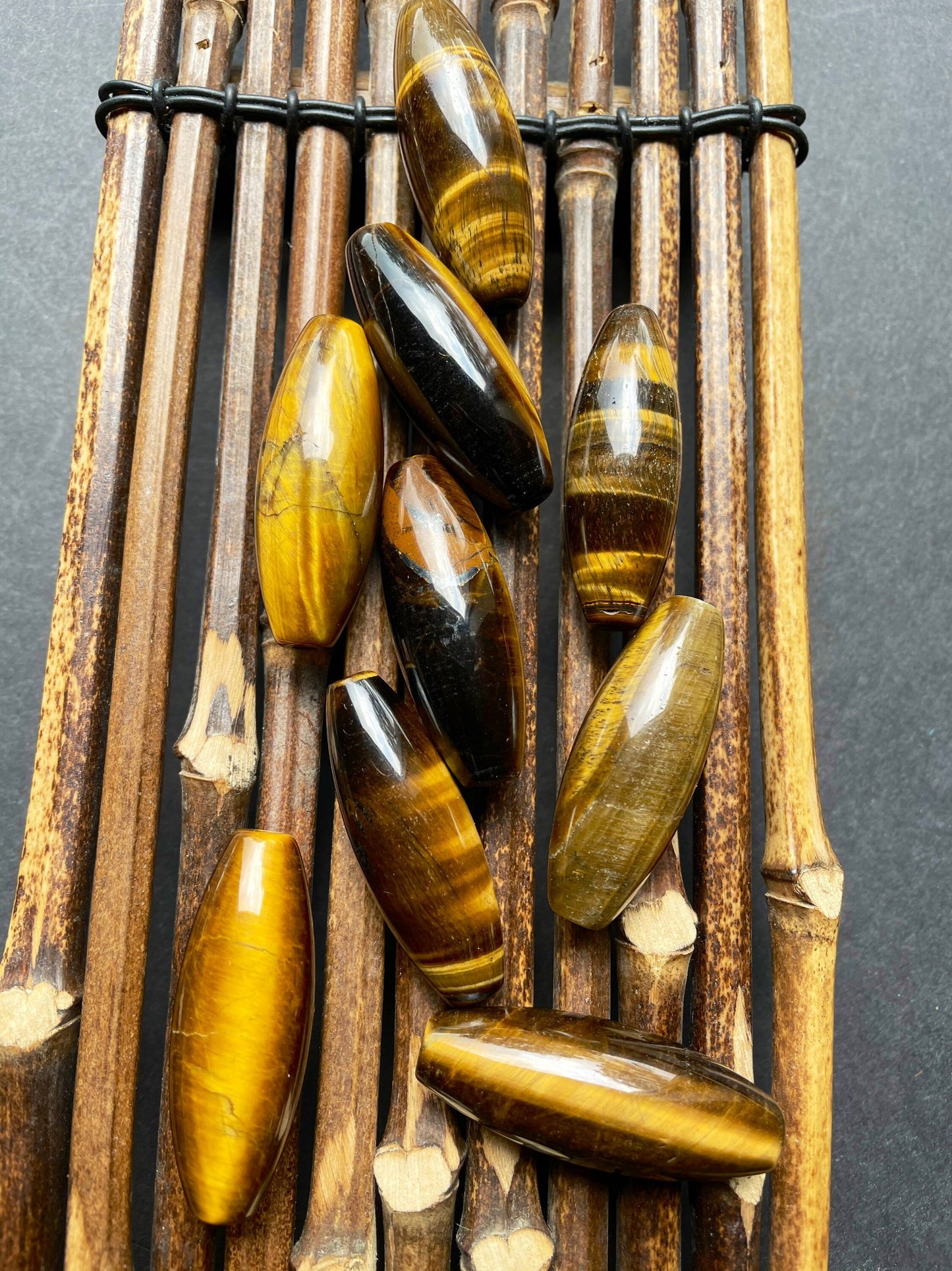 Beautiful natural tiger eye stone bead. 14x40mm barrel shape bead. Gorgeous natural golden yellow color tiger eye gemstone bead.