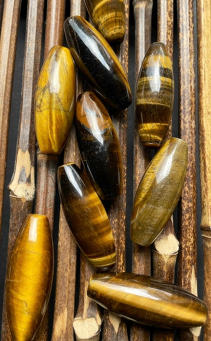 Beautiful natural tiger eye stone bead. 14x40mm barrel shape bead. Gorgeous natural golden yellow color tiger eye gemstone bead.