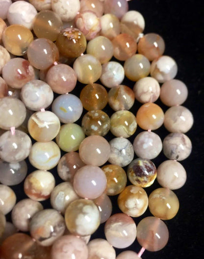 Beautiful natural blossom flowers agate stone bead. 6mm 8mm 10mm 12mm round bead. Gorgeous natural blossom flowers design gemstone bead 15.5