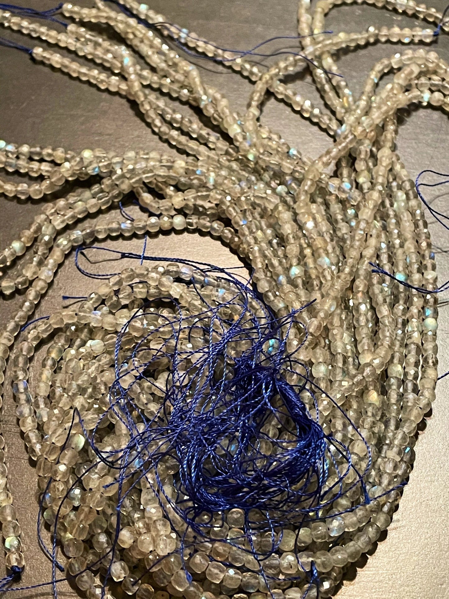 AAA Natural blue flash labradorite stone bead. Faceted 4mm square shape bead. Gorgeous natural blue flash labradorite gemstone bead.15.5”