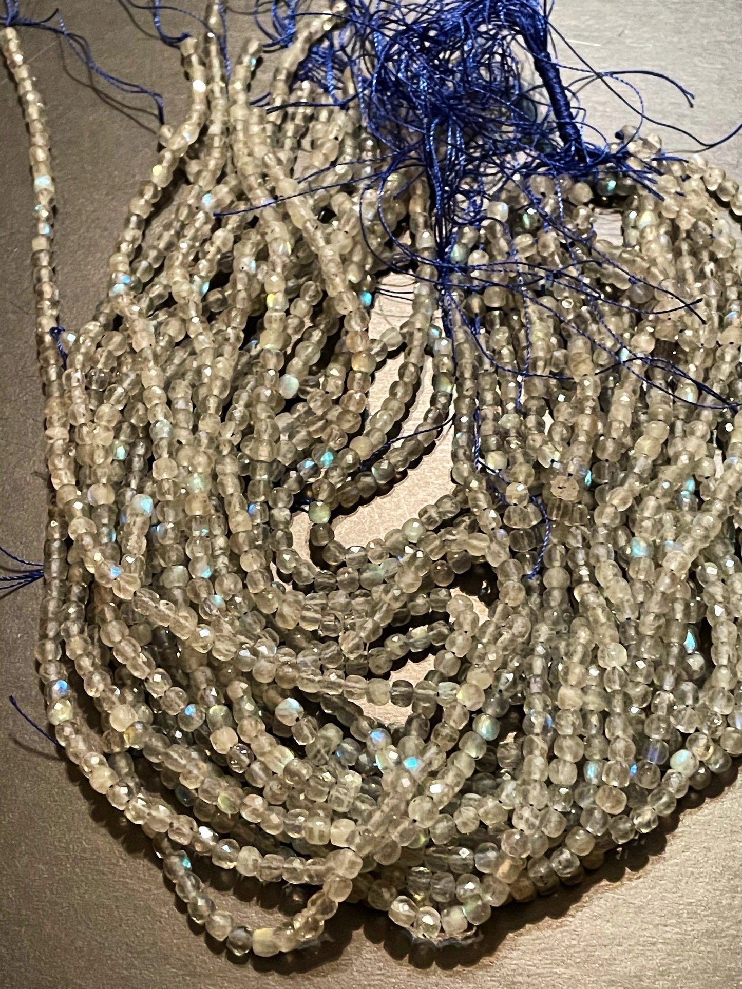 AAA Natural blue flash labradorite stone bead. Faceted 4mm square shape bead. Gorgeous natural blue flash labradorite gemstone bead.15.5”