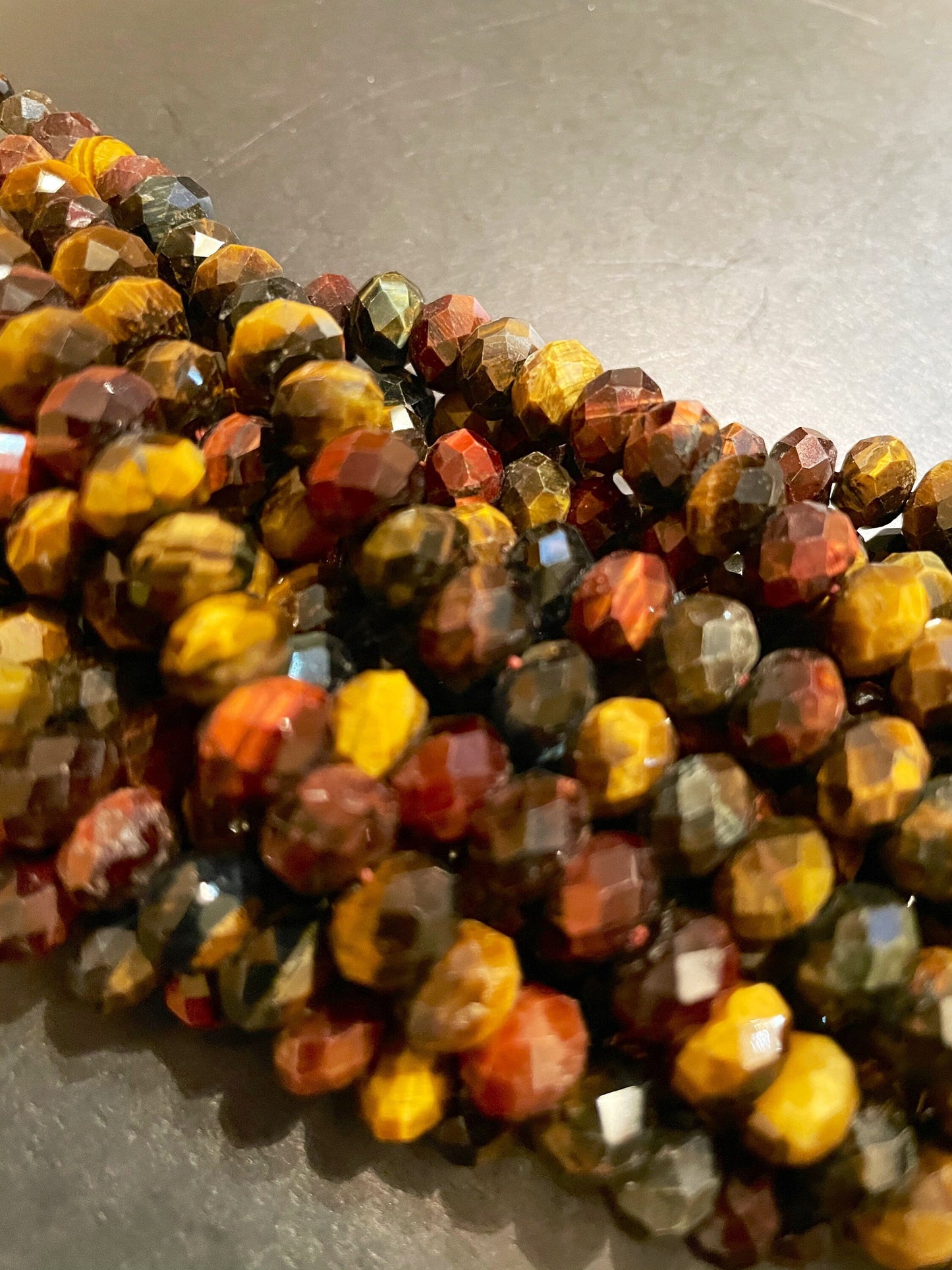 AAA Natural tiger eye stone bead. Faceted 5x8mm Rondelle bead. Beautiful natural MULTICOLOR tiger eye gemstone bead. Full strand 15.5” bead