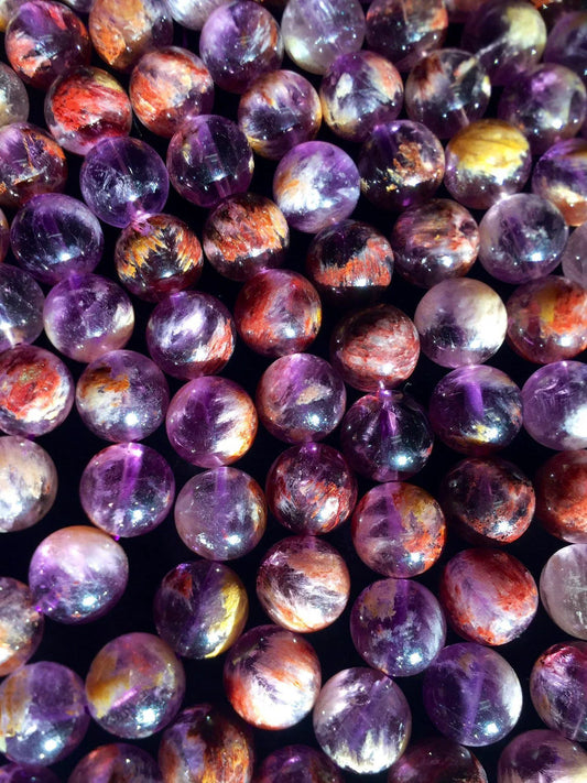 AAA Super 7 Gemstone Beads . 6mm 8mm 10mm 12mm. Round Bead. Beautiful Natural Purple Color. High Quality Gemstone. Full Strand 15.5”