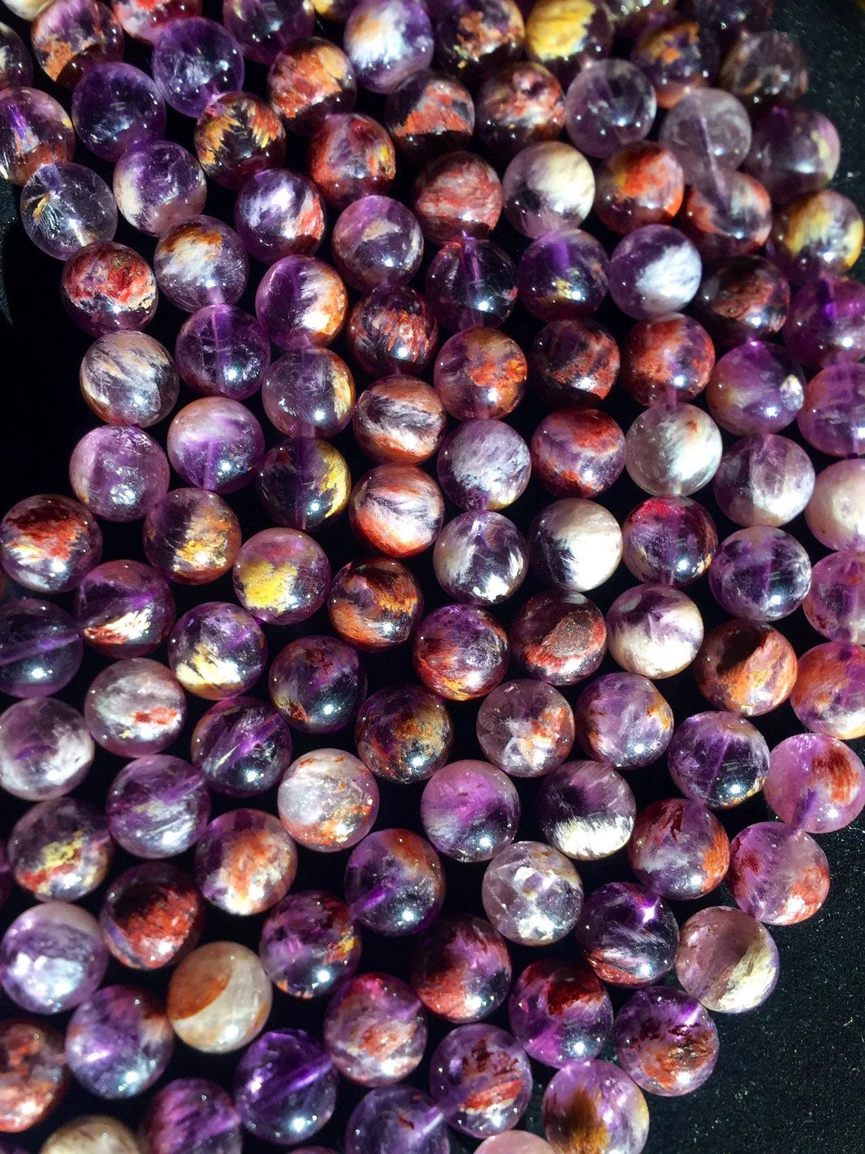 AAA Super 7 Gemstone Beads . 6mm 8mm 10mm 12mm. Round Bead. Beautiful Natural Purple Color. High Quality Gemstone. Full Strand 15.5”