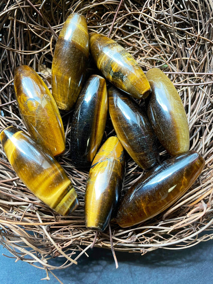 Beautiful natural tiger eye stone bead. 14x40mm barrel shape bead. Gorgeous natural golden yellow color tiger eye gemstone bead.