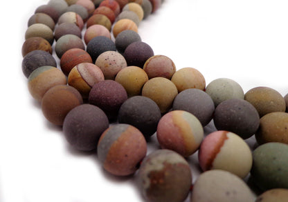 NATURAL Gemstone Matte Picaso Jasper, Smooth Round, 6/8/10/12mm Full Strand 16', For Making JEWELRY! Not Treated In Anyway! AAA Quality!