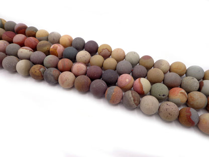 NATURAL Gemstone Matte Picaso Jasper, Smooth Round, 6/8/10/12mm Full Strand 16', For Making JEWELRY! Not Treated In Anyway! AAA Quality!