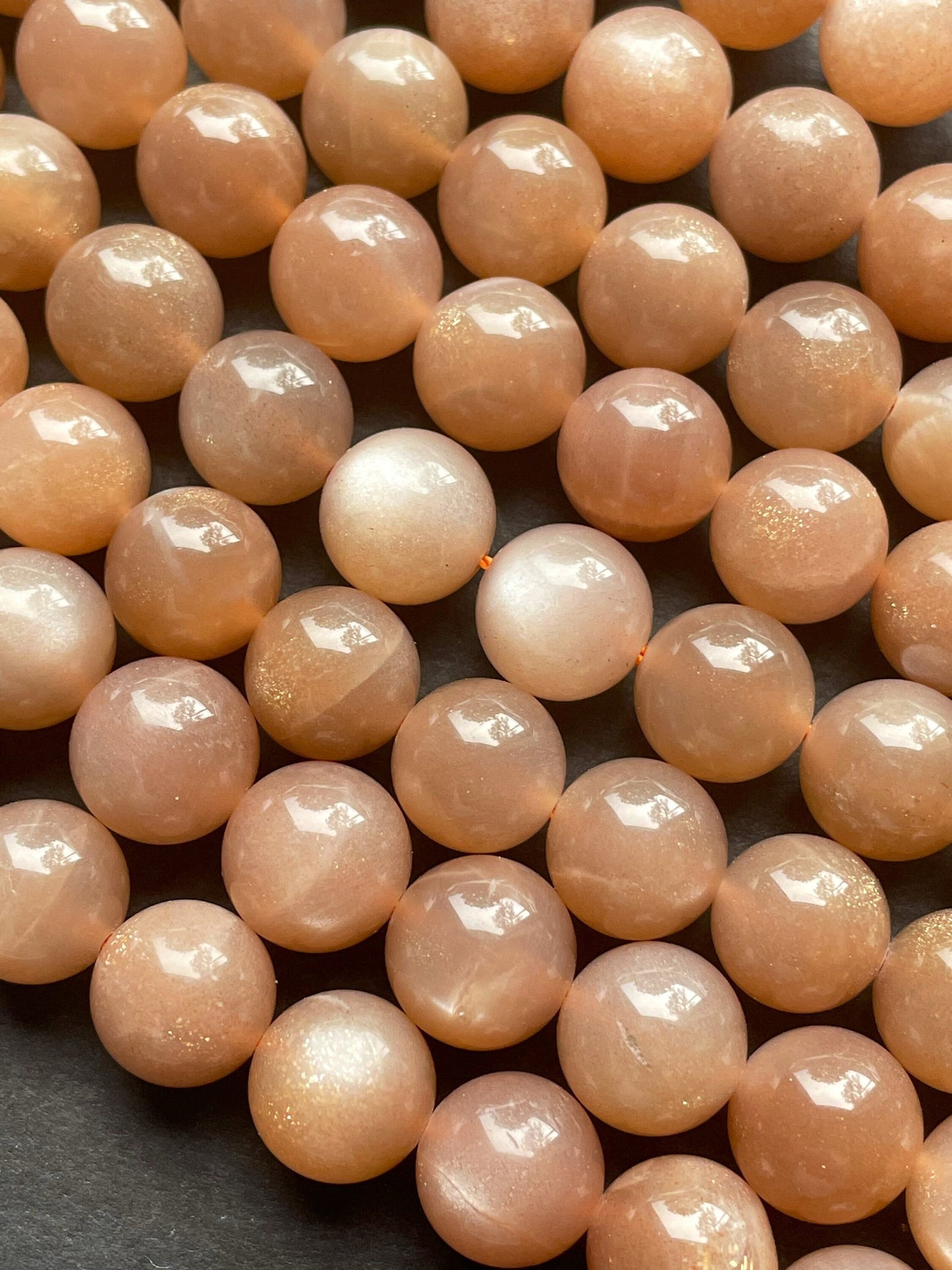 AAA Natural Peach Moonstone Gemstone Bead 6mm 8mm 10mm Round Bead, Beautiful Natural Peach Brown Color with Flash, Excellent High Quality