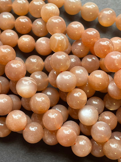 AAA Natural Peach Moonstone Gemstone Bead 6mm 8mm 10mm Round Bead, Beautiful Natural Peach Brown Color with Flash, Excellent High Quality