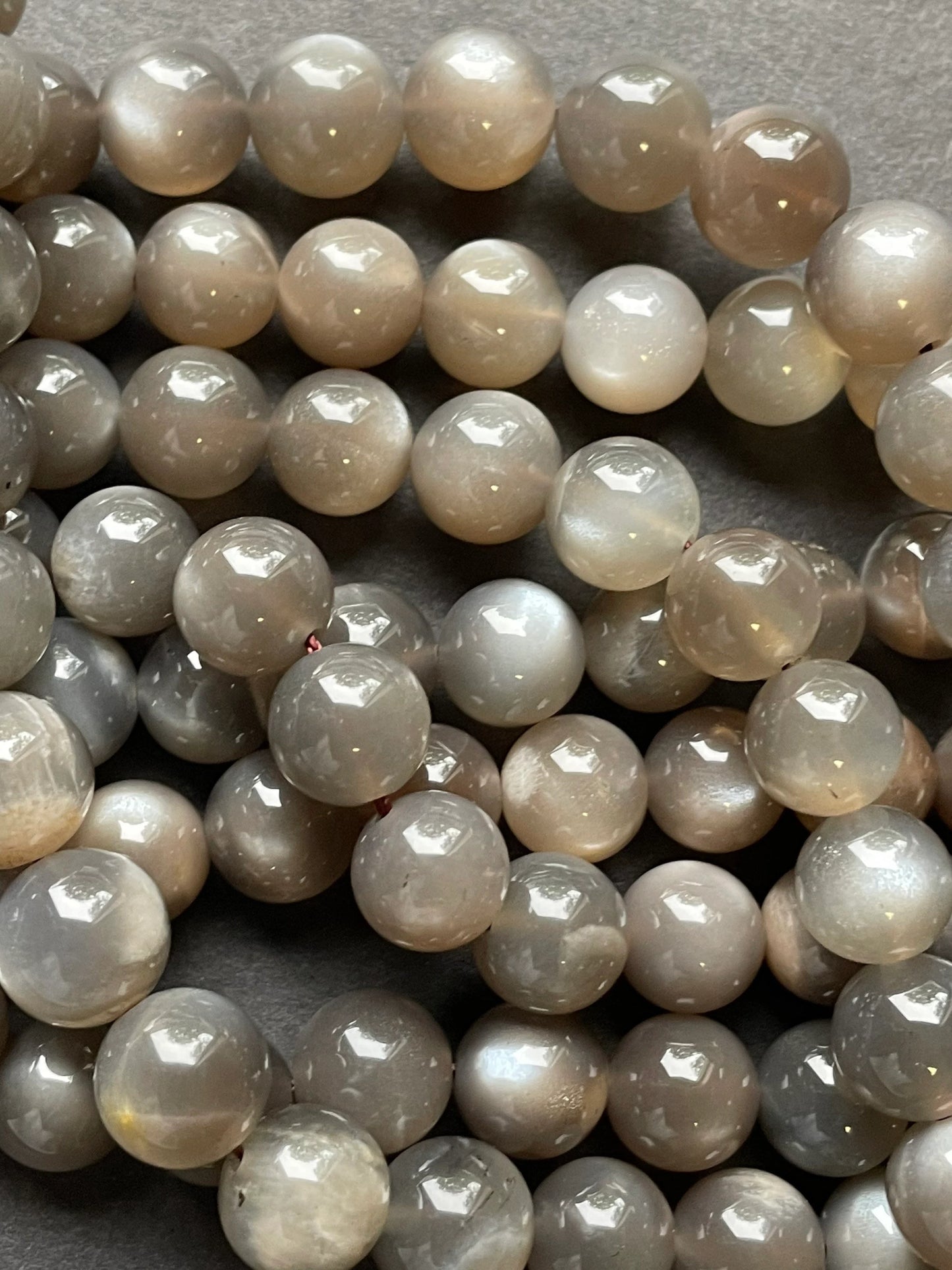 AAA Natural gray moonstone bead. 5mm, 6mm, 7mm, 8mm, 9mm, 10mm round stone bead. Beautiful natural rainbow flash on. Full strand 15.5”