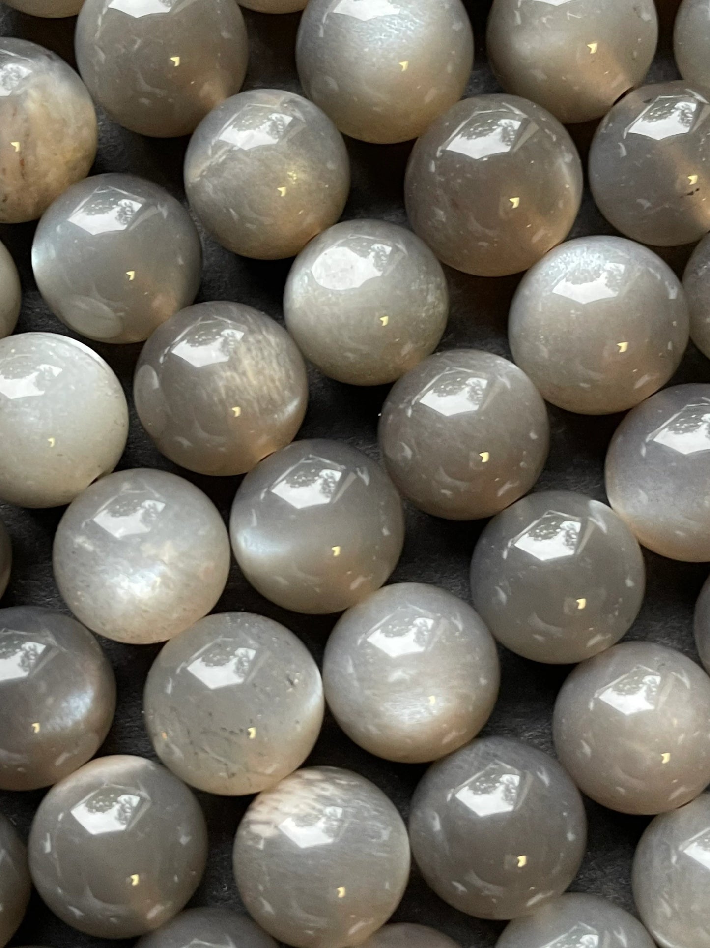 AAA Natural gray moonstone bead. 5mm, 6mm, 7mm, 8mm, 9mm, 10mm round stone bead. Beautiful natural rainbow flash on. Full strand 15.5”