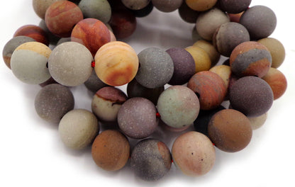 NATURAL Gemstone Matte Picaso Jasper, Smooth Round, 6/8/10/12mm Full Strand 16', For Making JEWELRY! Not Treated In Anyway! AAA Quality!