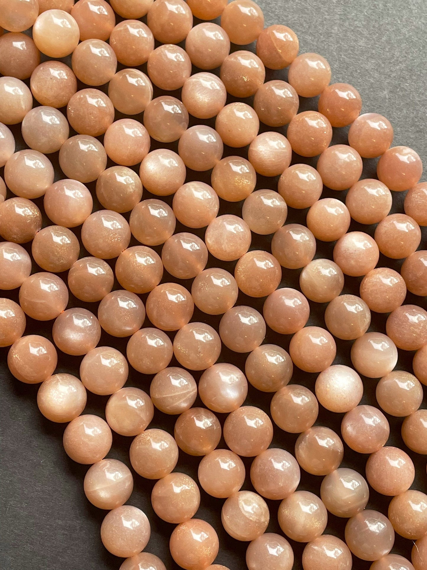 AAA Natural Peach Moonstone Gemstone Bead 6mm 8mm 10mm Round Bead, Beautiful Natural Peach Brown Color with Flash, Excellent High Quality