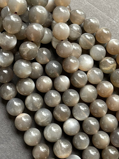 AAA Natural gray moonstone bead. 5mm, 6mm, 7mm, 8mm, 9mm, 10mm round stone bead. Beautiful natural rainbow flash on. Full strand 15.5”