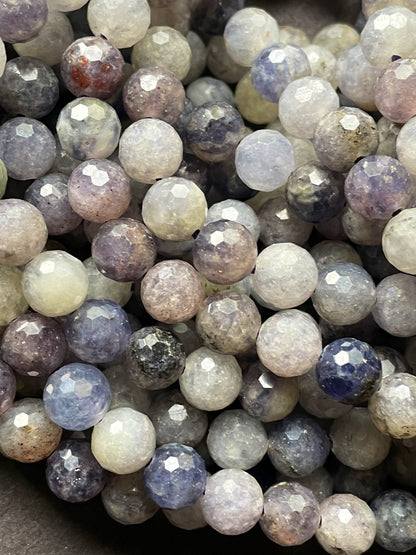 Natural tanzanite stone bead. Faceted 6mm round bead . Gorgeous natural purple gray color tanzanite gemstone bead .full strand 15.5”