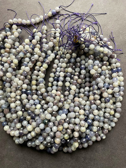 Natural tanzanite stone bead. Faceted 6mm round bead . Gorgeous natural purple gray color tanzanite gemstone bead .full strand 15.5”