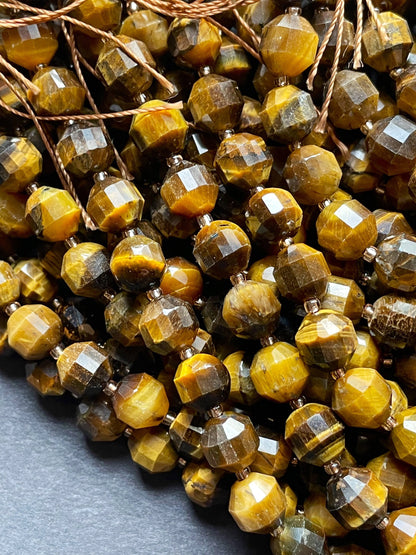 AAA Natural tiger eye stone bead. Faceted 8x10mm 10x12mm diamond shaped bead. Beautiful natural honey yellow brown tiger eye .full strand 15