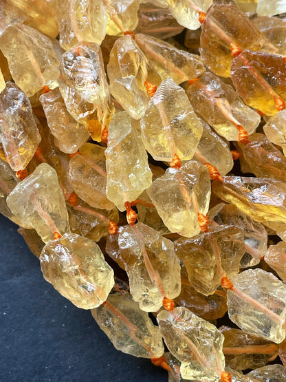 AAA 100% Natural citrine stone bead . 10x 18mm nugget shape. Beautiful natural honey yellow color citrine gemstone bead . Full strand 15.5”