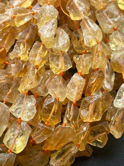 AAA 100% Natural citrine stone bead . 10x 18mm nugget shape. Beautiful natural honey yellow color citrine gemstone bead . Full strand 15.5”