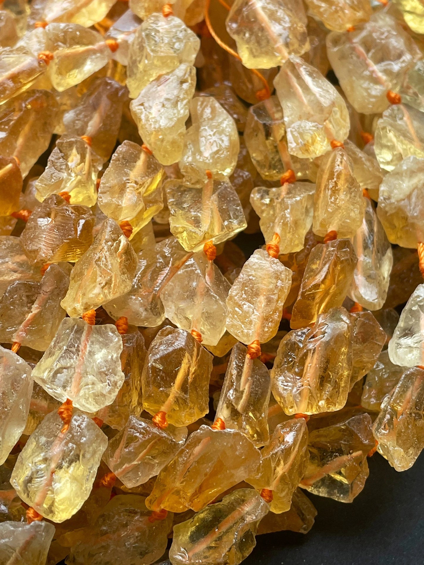 AAA 100% Natural citrine stone bead . 10x 18mm nugget shape. Beautiful natural honey yellow color citrine gemstone bead . Full strand 15.5”