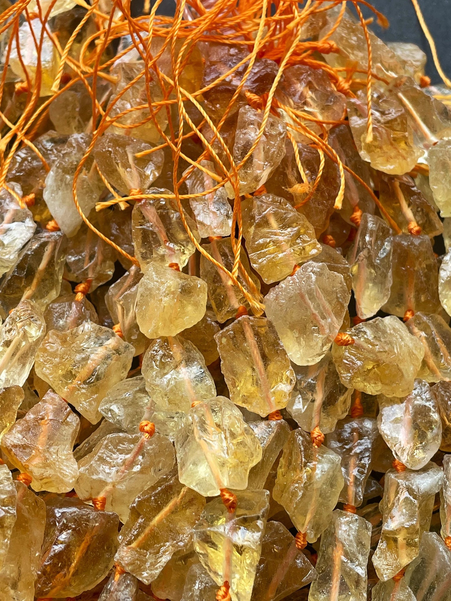 AAA 100% Natural citrine stone bead . 10x 18mm nugget shape. Beautiful natural honey yellow color citrine gemstone bead . Full strand 15.5”