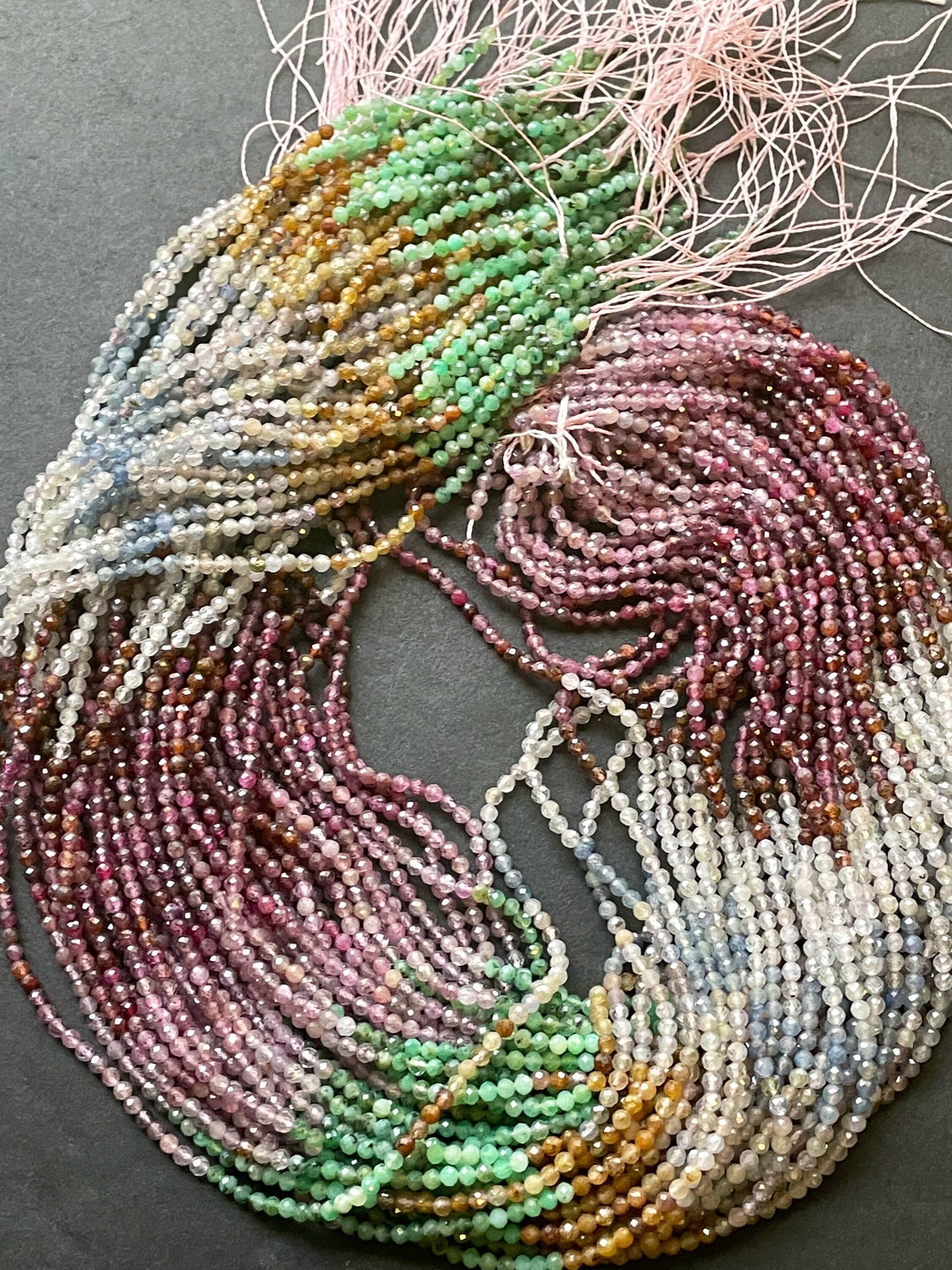 AAA Natural ruby sapphire Emerald multi stone bead. Faceted 3mm round bead. Gorgeous natural red ruby blue sapphire with green Emerald bead