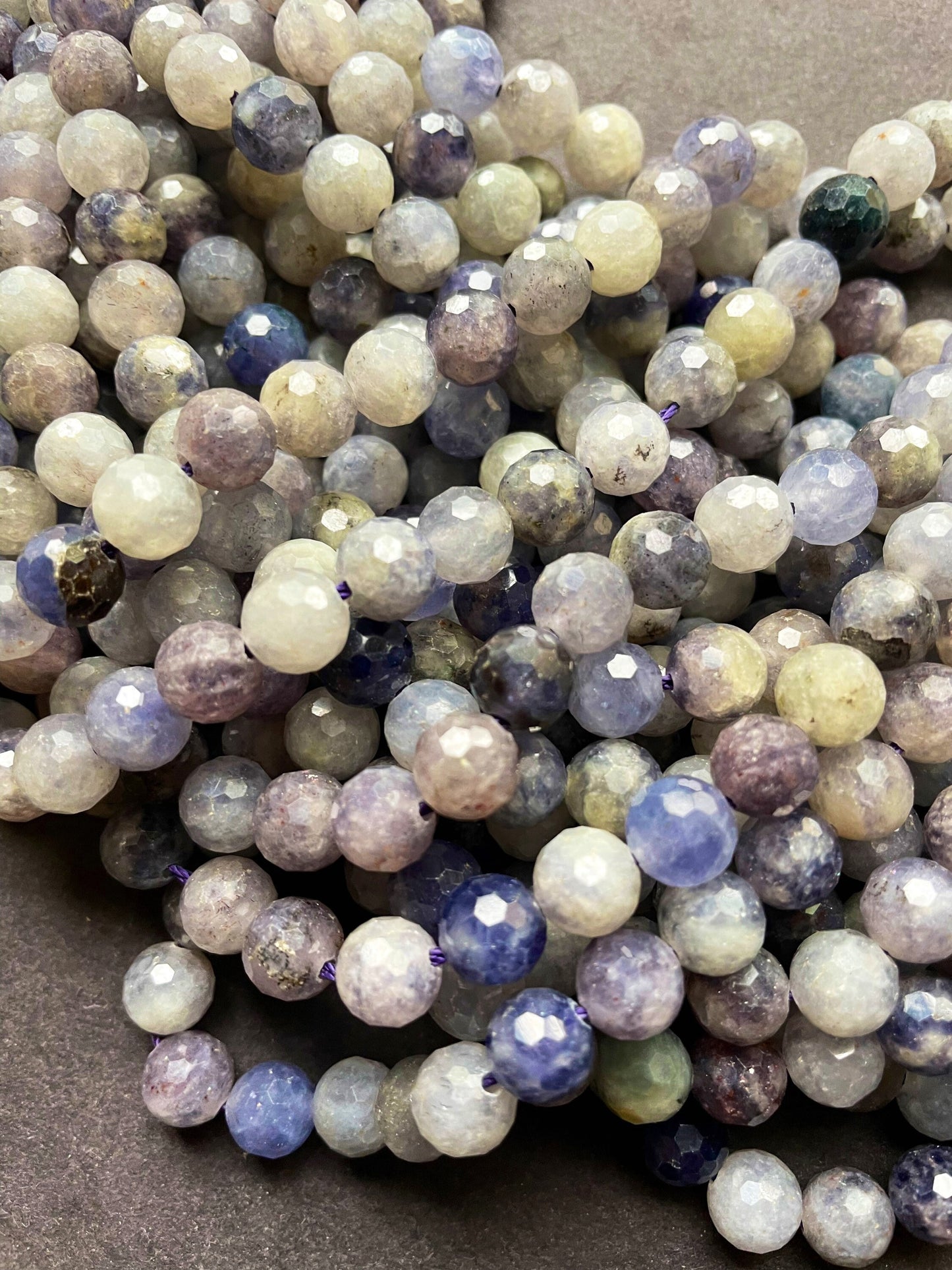 Natural tanzanite stone bead. Faceted 6mm round bead . Gorgeous natural purple gray color tanzanite gemstone bead .full strand 15.5”