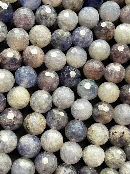 Natural tanzanite stone bead. Faceted 6mm round bead . Gorgeous natural purple gray color tanzanite gemstone bead .full strand 15.5”