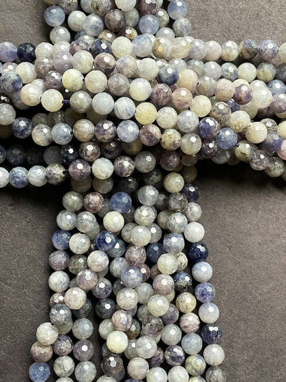 Natural tanzanite stone bead. Faceted 6mm round bead . Gorgeous natural purple gray color tanzanite gemstone bead .full strand 15.5”