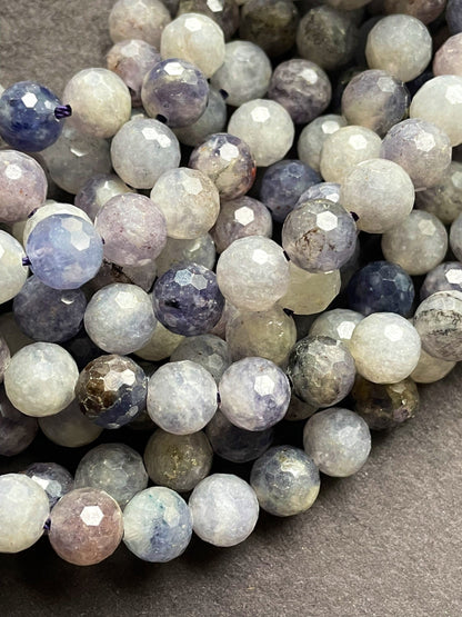 Natural tanzanite stone bead. Faceted 6mm round bead . Gorgeous natural purple gray color tanzanite gemstone bead .full strand 15.5”