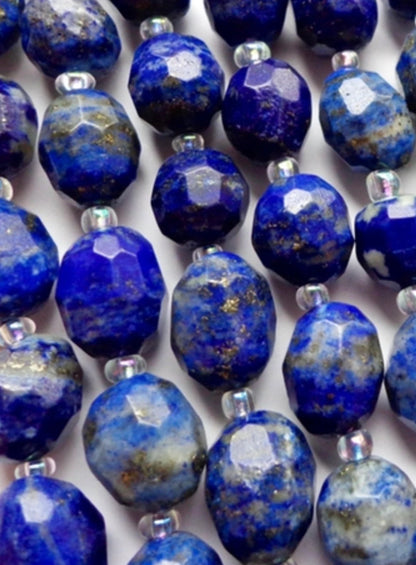 NATURAL Lapis Gemstone Beads, Faceted Oval beads, 11x9mm, Beautiful Blue Color, Great Quality Gemstone!! Full Strand 15.5"
