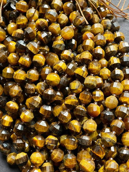 AAA Natural tiger eye stone bead. Faceted 8x10mm 10x12mm diamond shaped bead. Beautiful natural honey yellow brown tiger eye .full strand 15