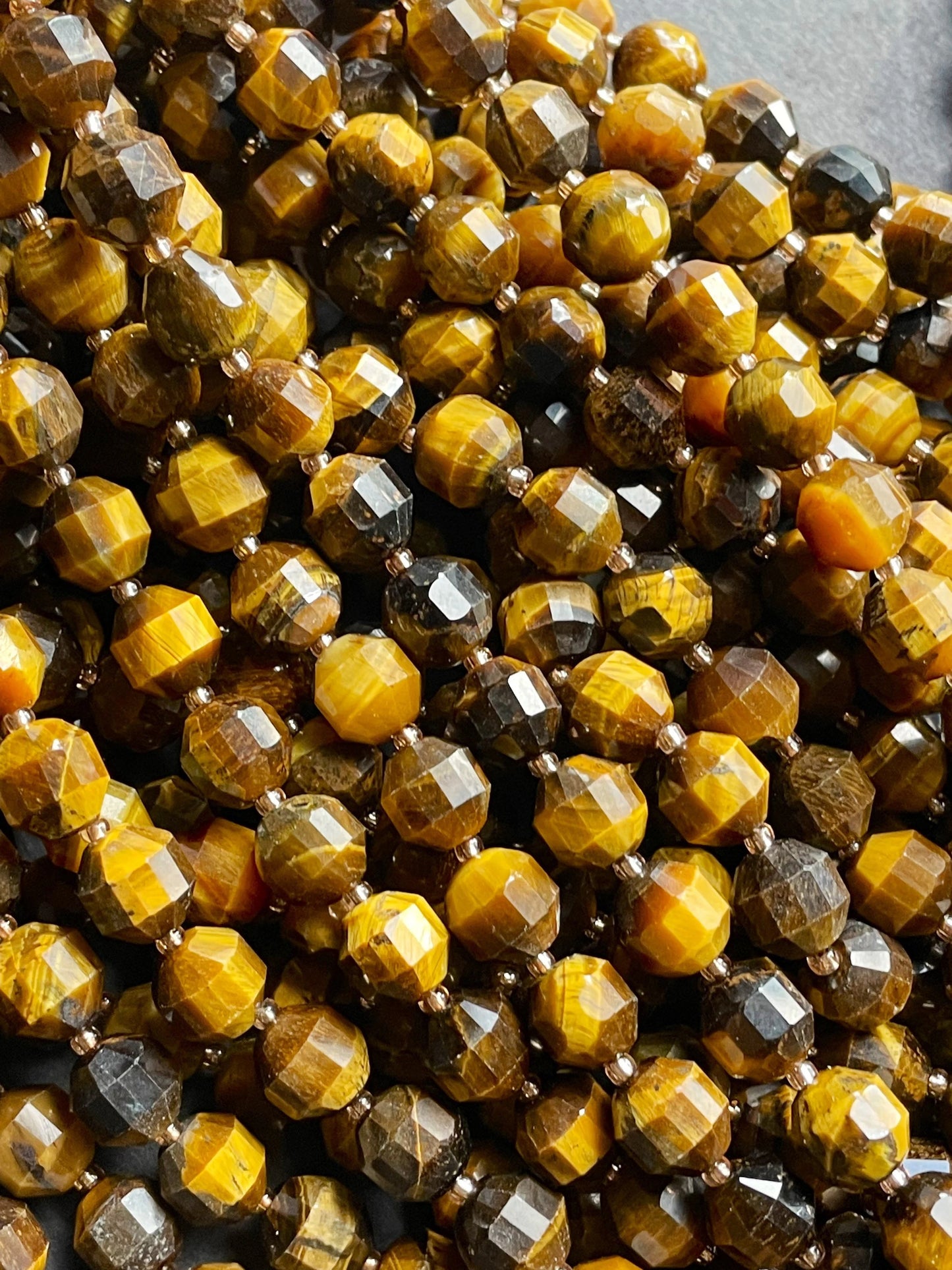 AAA Natural tiger eye stone bead. Faceted 8x10mm 10x12mm diamond shaped bead. Beautiful natural honey yellow brown tiger eye .full strand 15