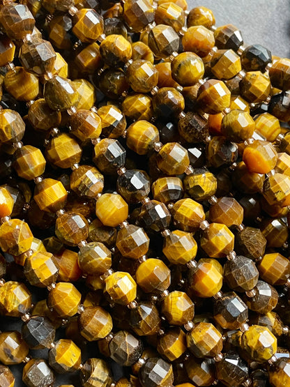 AAA Natural tiger eye stone bead. Faceted 8x10mm 10x12mm diamond shaped bead. Beautiful natural honey yellow brown tiger eye .full strand 15