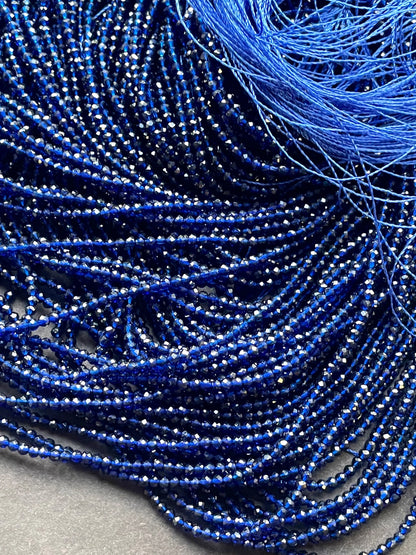 Beautiful Crystal Glass Beads. 2mm faceted Round bead. Real nice quality beautiful royal blue color crystal bead. Full strand.