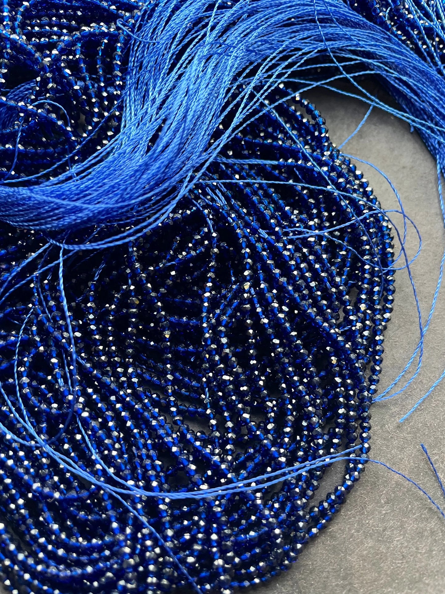 Beautiful Crystal Glass Beads. 2mm faceted Round bead. Real nice quality beautiful royal blue color crystal bead. Full strand.