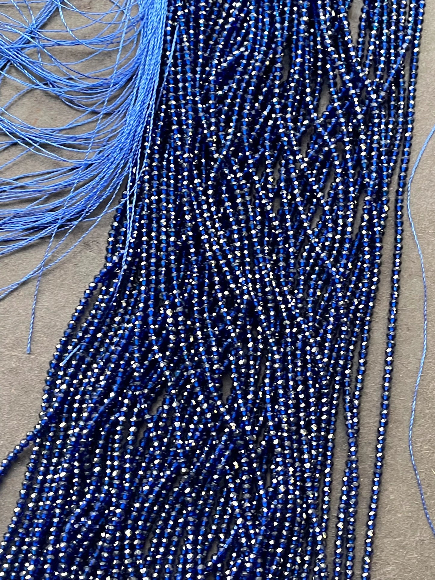 Beautiful Crystal Glass Beads. 2mm faceted Round bead. Real nice quality beautiful royal blue color crystal bead. Full strand.