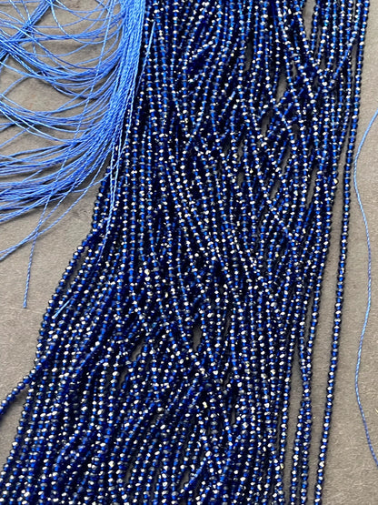 Beautiful Crystal Glass Beads. 2mm faceted Round bead. Real nice quality beautiful royal blue color crystal bead. Full strand.