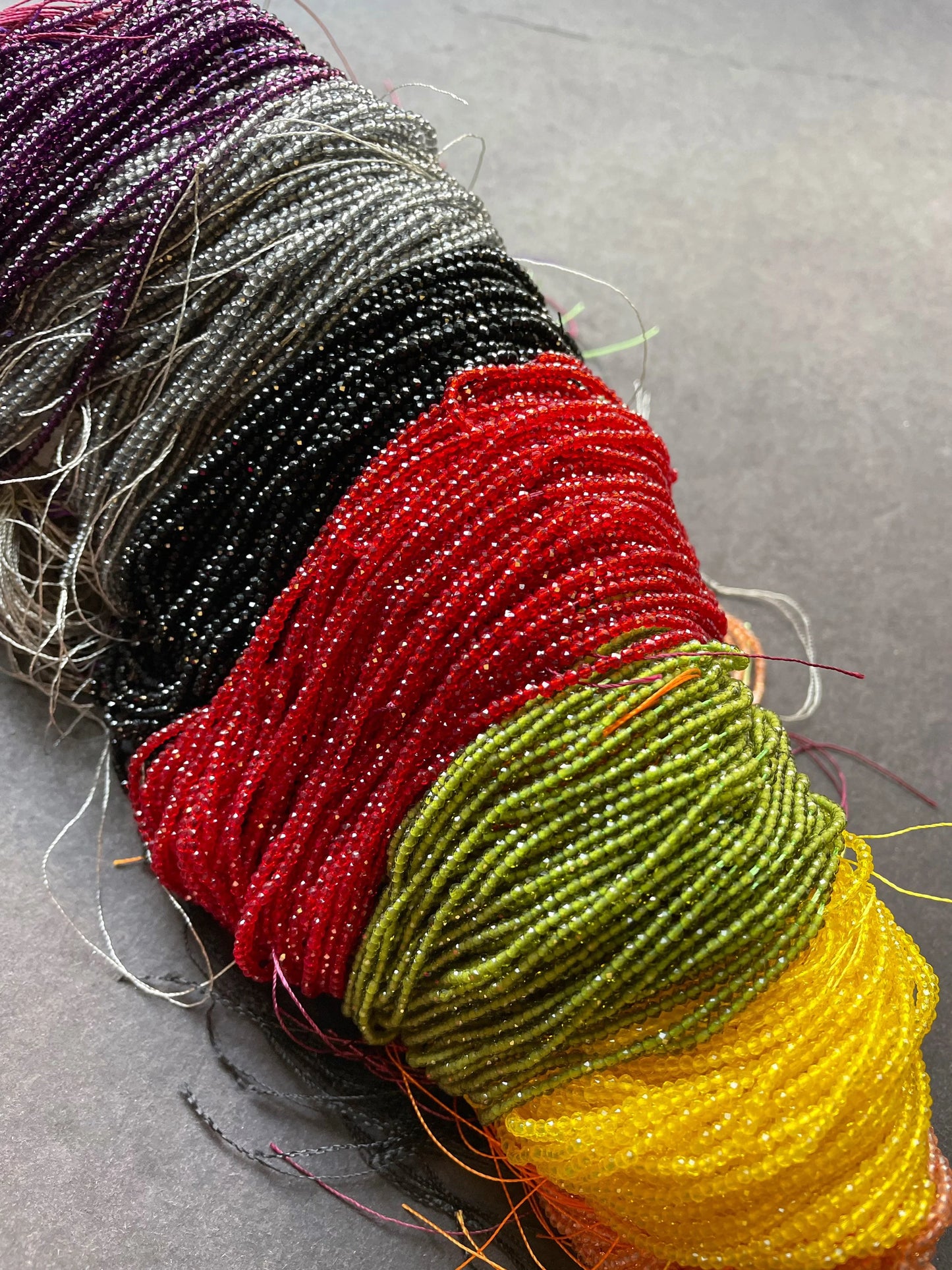 BULK !!! Beautiful crystal beads . Faceted 2mm round bead. Gorgeous multi color crystal bead. Real nice quality. Full strand 14”