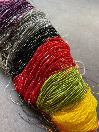 BULK !!! Beautiful crystal beads . Faceted 2mm round bead. Gorgeous multi color crystal bead. Real nice quality. Full strand 14”