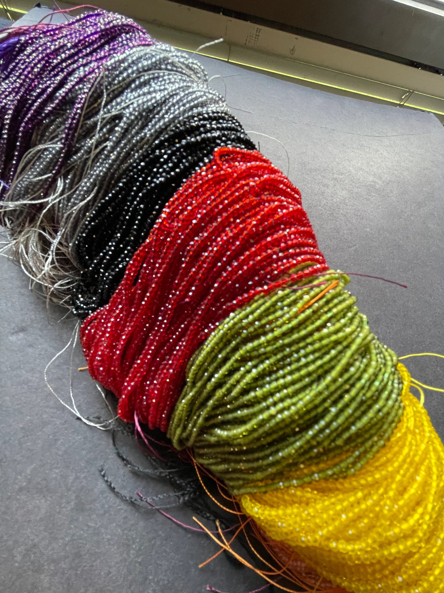 BULK !!! Beautiful crystal beads . Faceted 2mm round bead. Gorgeous multi color crystal bead. Real nice quality. Full strand 14”