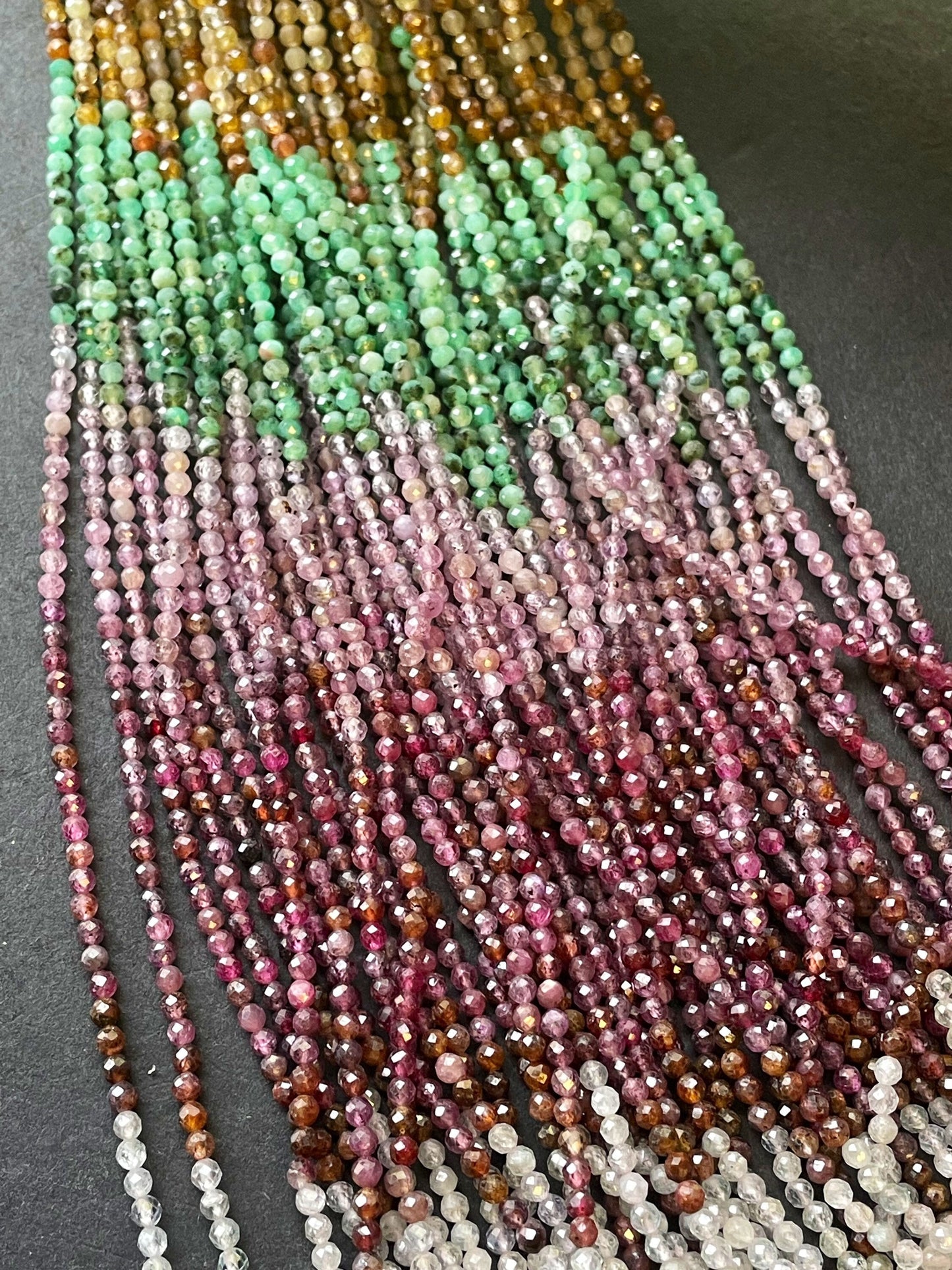 AAA Natural ruby sapphire Emerald multi stone bead. Faceted 3mm round bead. Gorgeous natural red ruby blue sapphire with green Emerald bead