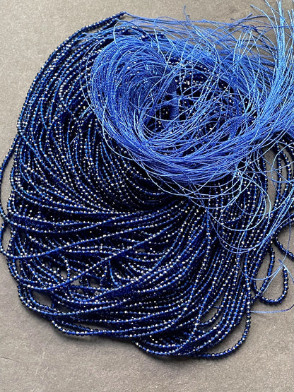 Beautiful Crystal Glass Beads. 2mm faceted Round bead. Real nice quality beautiful royal blue color crystal bead. Full strand.