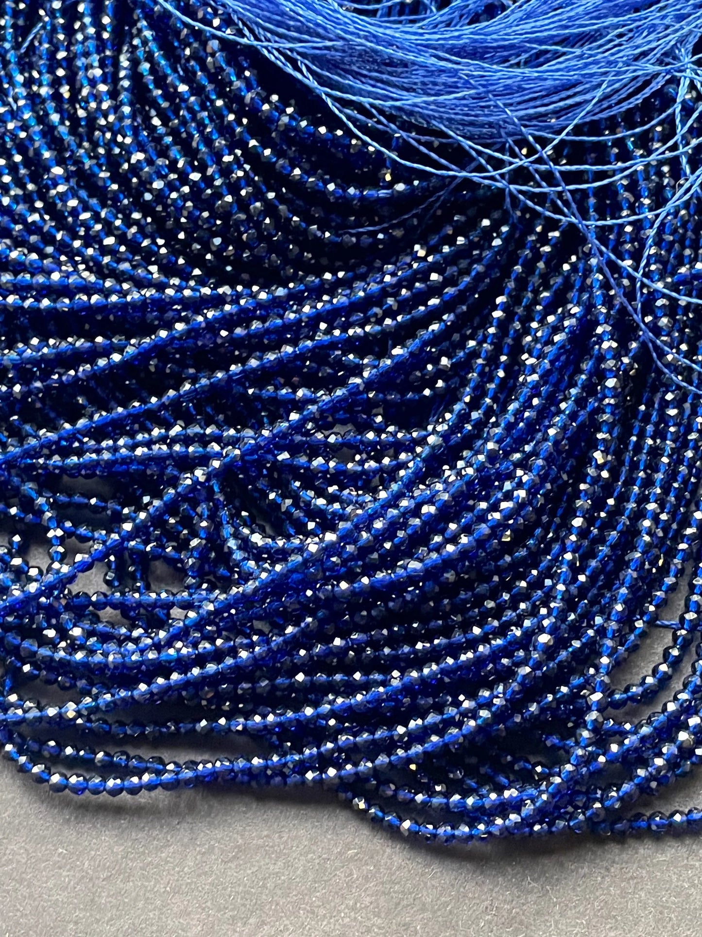 Beautiful Crystal Glass Beads. 2mm faceted Round bead. Real nice quality beautiful royal blue color crystal bead. Full strand.
