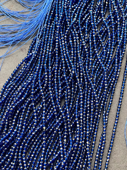 Beautiful Crystal Glass Beads. 2mm faceted Round bead. Real nice quality beautiful royal blue color crystal bead. Full strand.