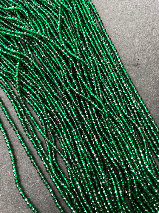Beautiful Crystal Glass Beads. 2mm faceted Round bead. Real nice quality beautiful green jade color crystal bead. Full strand